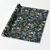 Floral Panda Pattern Cadeaupapier (Uitgerold)