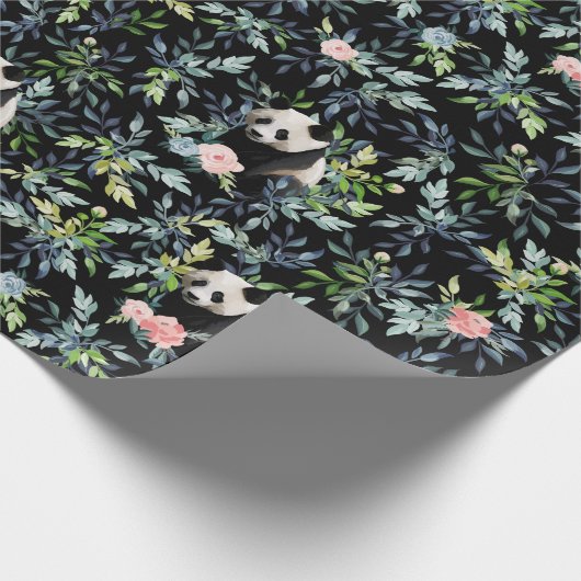 Floral Panda Pattern Cadeaupapier (Hoek)