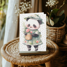 Floral Panda Verjaardag Kaart