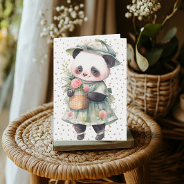 Floral Panda Verjaardag Kaart