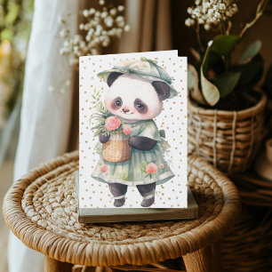 Floral Panda Verjaardag Kaart