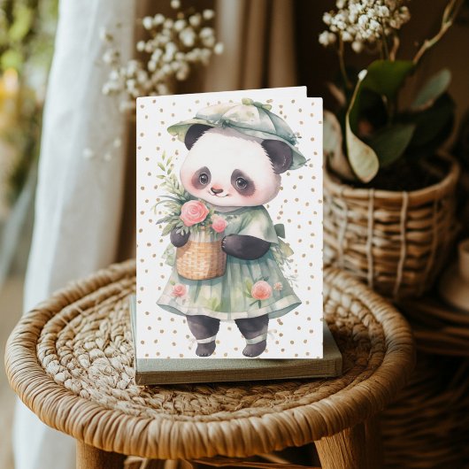 Floral Panda Verjaardag Kaart