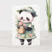 Floral Panda Verjaardag Kaart (Voorkant)