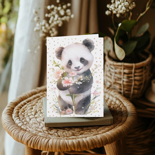 Floral Panda Wenskaart Bedankkaart