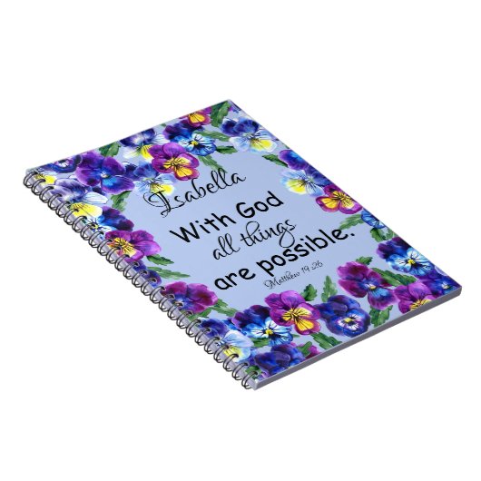  Floral Pansy Flower Inspirerend Scripting Notitieboek (Rechterzijde)