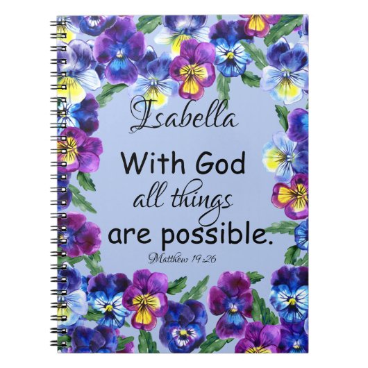 Floral Pansy Flower Inspirerend Scripting Notitieboek (Voorkant)