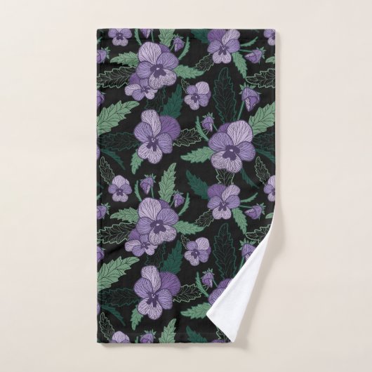 Floral Pansy met Foliage op Donkere achtergrond Bad Handdoek (Handdoek)
