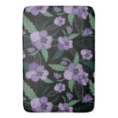 Floral Pansy met Foliage op Donkere achtergrond Badmat (Voorkant Verticaal)