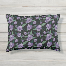 Floral Pansy met Foliage op Donkere achtergrond Buitenkussen