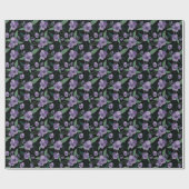 Floral Pansy met Foliage op Donkere achtergrond Cadeaupapier (Vlak)