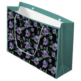 Floral Pansy met Foliage op Donkere achtergrond Groot Cadeauzakje