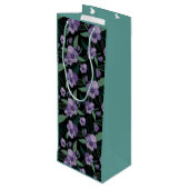 Floral Pansy met Foliage op Donkere achtergrond Wijn Cadeautas (Achterkant Gekanteld)