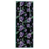 Floral Pansy met Foliage op Donkere achtergrond Wijn Cadeautas (Voorkant)