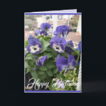 Floral Pansy Viola Foto Art Kaart<br><div class="desc">Purple Flowers Floral foto Birthday Kaart,  met de volledig aanpasbare meisjesnaam. Handbeschilderde waterverf van de viool die groeit in een pot hier in mijn tuin in het voorjaar. Stuur een kaart met de kleuren,  vorm en schoonheid van de natuur. Een kleine glimlach op een kaart!</div>