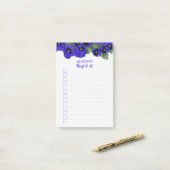 Floral pantsert dingen om de voornaam van lijst te post-it® notes (Op bureau)