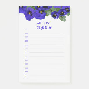 Floral pantsert dingen om de voornaam van lijst te post-it® notes