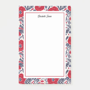 Floral papaver rood en blauw post-it® notes