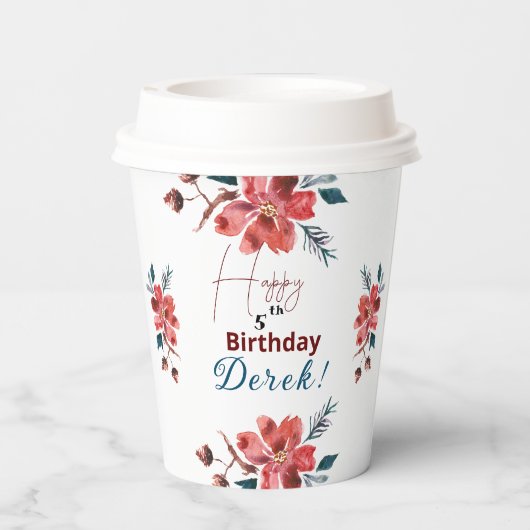 Floral Paper cup Papieren Bekers (Achterkant)