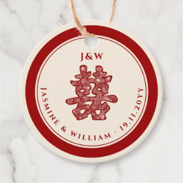 Floral Paper Cut Double Happiness Chinese Wedding Bedankjes Labels
