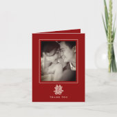 Floral Paper Cut Double Happiness Chinese Wedding Bedankkaart (Voorkant)
