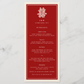 Floral Paper Cut Double Happiness Chinese Wedding Menu (Voorkant)
