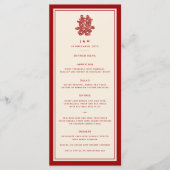 Floral Paper Cut Double Happiness Chinese Wedding Menu (Voorkant)