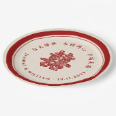 Floral Paper Cut Double Happiness Chinese Wedding Papieren Bordje (Gekanteld)