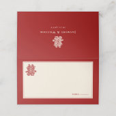 Floral Paper Cut Double Happiness Chinese Wedding Plaatskaartje (Buitenkant ongevouwen)