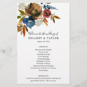 Floral paper Programme Waterverf Navy and Rust Flyer (Voorkant)