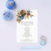 Floral paper Programme Waterverf Navy and Rust Flyer (Enkel)