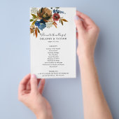 Floral paper Programme Waterverf Navy and Rust Flyer (Hand)