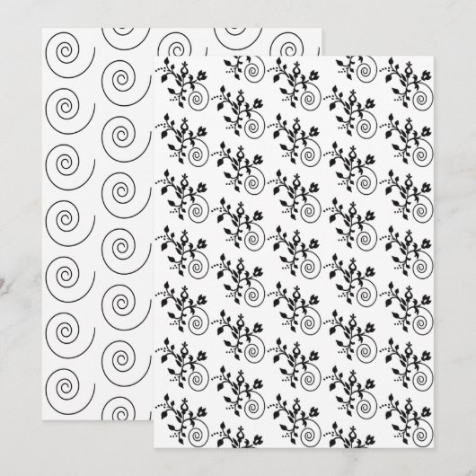 Floral papier voor zwart-wit (Voorkant / Achterkant)