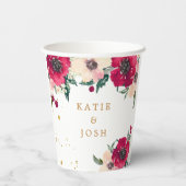 Floral-papierbekertjes van de Waterverf Bourgogne Papieren Bekers (Achterkant)