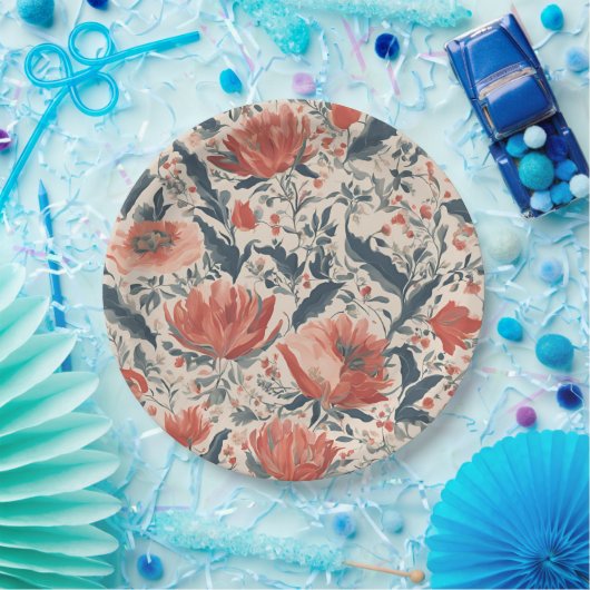  Floral Papieren Bordje (Feest)