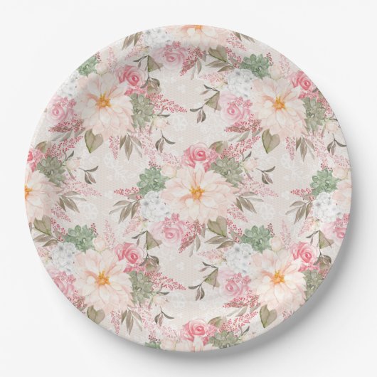  Floral Papieren Bordje (Voorkant)