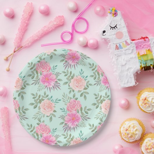 Floral Papieren Bordje (Feest)