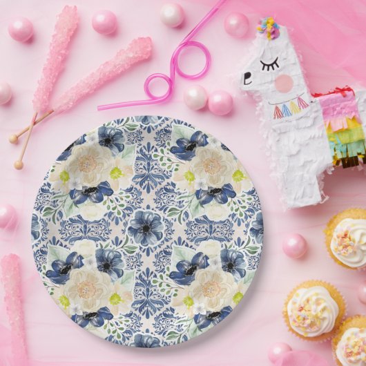  Floral Papieren Bordje (Feest)