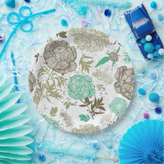 Floral Papieren Bordje (Feest)