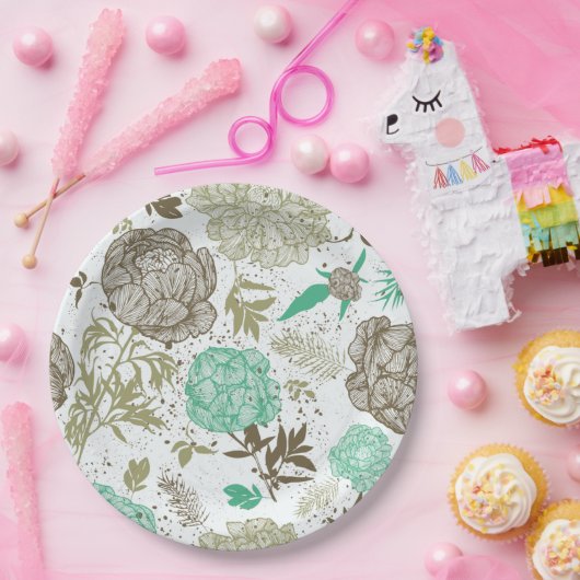 Floral Papieren Bordje (Feest)