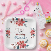 Floral Papieren Bordje (Feest)