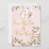 Floral Par-Tea Party of Birthday Invitation Kaart (Achterkant)
