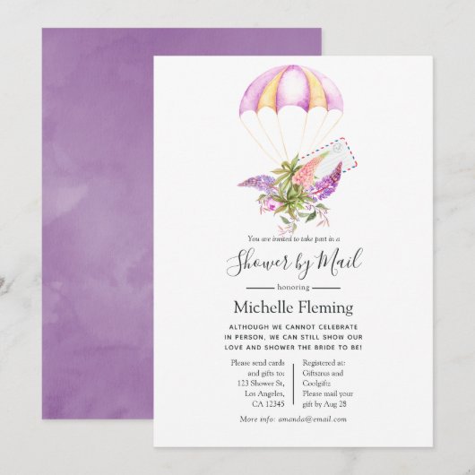 Floral Parachute Bridal of Baby shower per post Kaart (Voorkant / Achterkant)