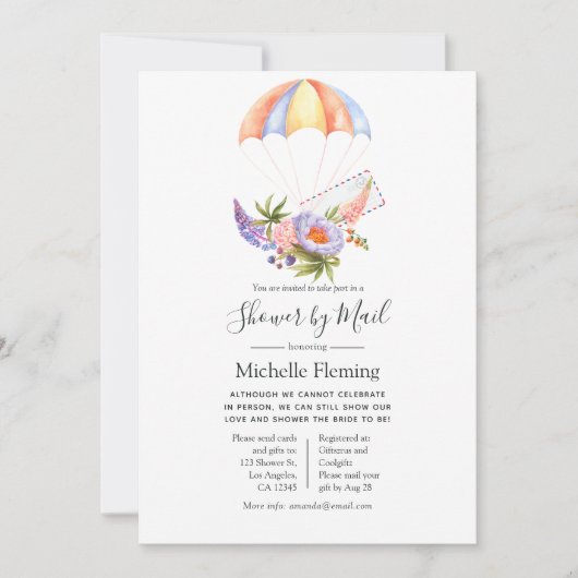 Floral Parachute Bridal of Baby shower per post Kaart (Voorkant)