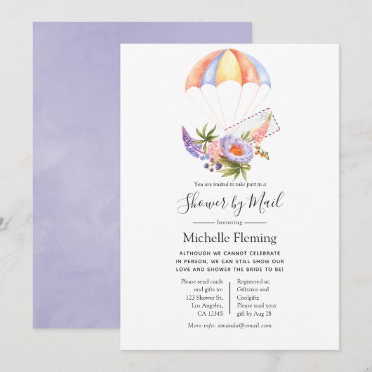 Floral Parachute Bridal of Baby shower per post Kaart (Voorkant / Achterkant)