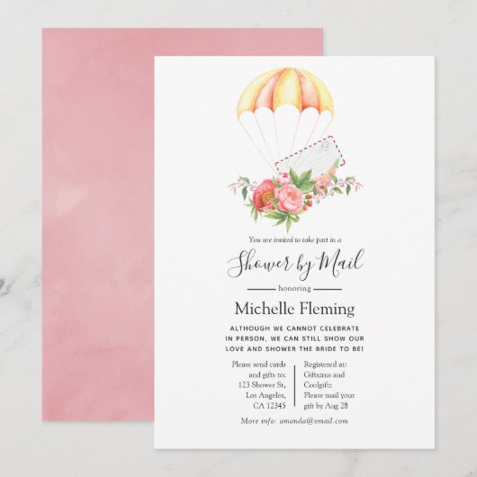 Floral Parachute Bridal of Baby shower per post Kaart (Voorkant / Achterkant)