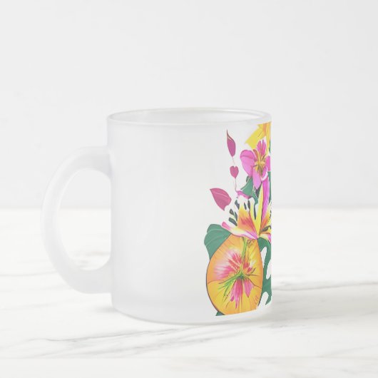 Floral Paradise Frosty Glass Mok (Links)