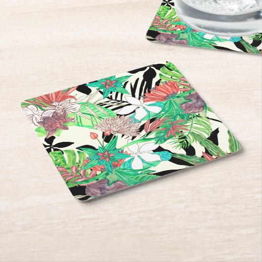 Floral Paradise II Kartonnen Onderzetters (Schuin)