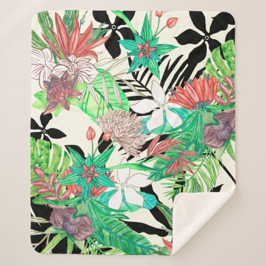 Floral Paradise II Sherpa Deken (Voorkant)