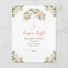 Floral Paraplu Baby shower Luier Raffle Informatiekaartje