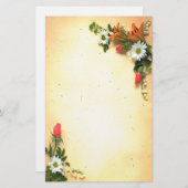  "Floral Parchment Design Stationery" Briefpapier (Voorkant / Achterkant)